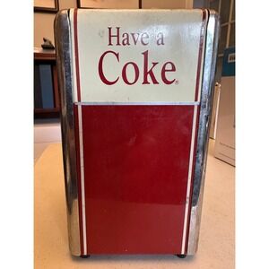 Vintage Coca Cola Napkin Holder Dispenser 1992 Red Chrome 50's Diner Style Coke